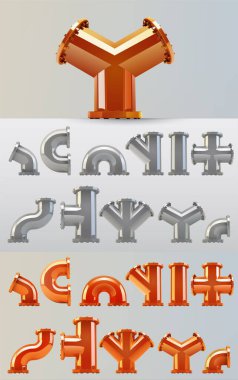 Flanjlı çelik borulardan oluşan geniş bir set oluşturun..