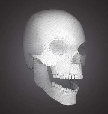 Renkli arka planda insan kafatası taşıyıcısı. Bir ölüm sembolü, cadılar bayramı, ölüler günü ve hacker saldırıları