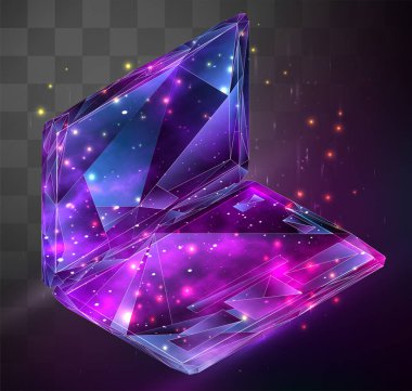 Mozaik arkaplandaki 3d vektör sembolü, kristal nesnede kilitli alan