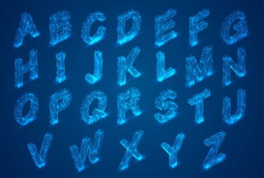 vektör kümesi, alfabeye hazır. 3d biçimi