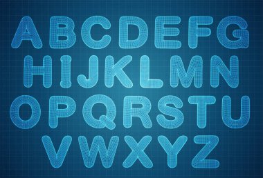 vektör kümesi, alfabeye hazır. 3d biçimi