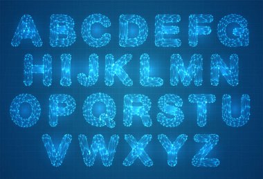 vektör kümesi, alfabeye hazır. 3d biçimi