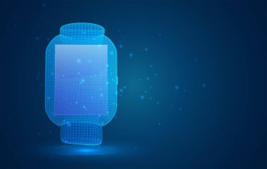 Mavi arkaplandaki çokgenlerden 3d vektör akıllı izleme