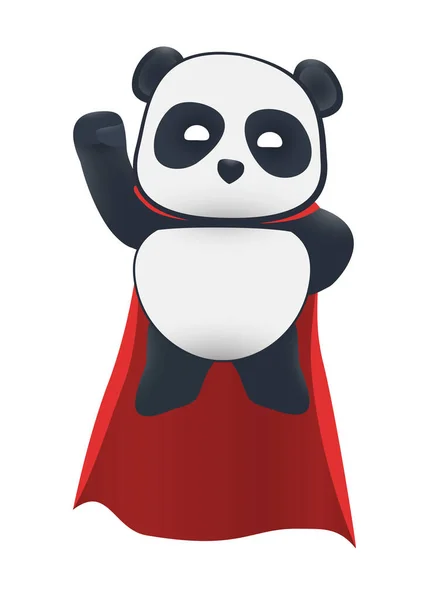 Super Herói Panda Voa Com Manto Vermelho Isolado Sobre Fundo — Vetor de Stock