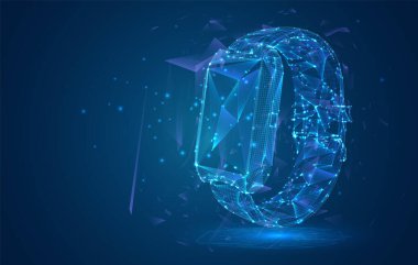 Mavi arkaplandaki çokgenlerden 3d vektör akıllı izleme