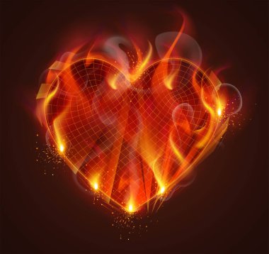 vektör ateş sembolü. Parlak yanma. koyu bir arkaplanda.