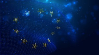 Soyut noktalardan oluşan parlak ülke bayrağını taşıyın. Avrupa Birliği