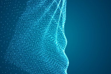 Vektör 3 boyutlu arka plan. Puan dalgası. Geometrik dans