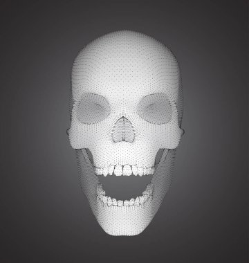 Kare ve üçgen çokgenli insan kafataslarının vektörel kümesi.