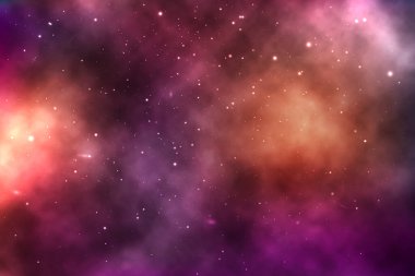 Yıldızlarla, galaksilerle, nebulalarla dolu sonsuz bir uzayın vektör arkaplanı.