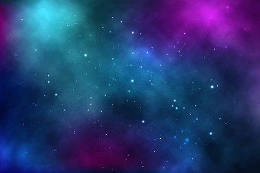 Yıldızlarla, galaksilerle, nebulalarla dolu sonsuz bir uzayın vektör arkaplanı.