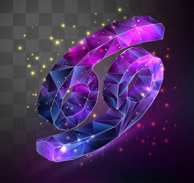 Mozaik arkaplandaki 3d vektör sembolü, kristal nesnede kilitli alan