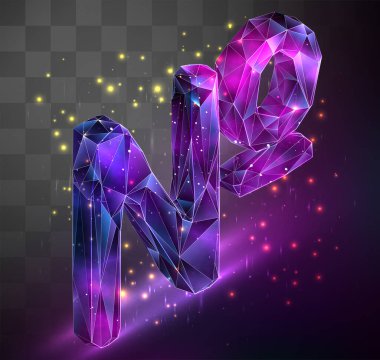 Mozaik arkaplandaki 3d vektör sembolü, kristal nesnede kilitli alan