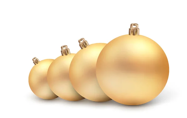 Set Van Vector Kerstspeelgoed Een Realistische Stijl Gouden Ballen Geïsoleerd — Stockvector