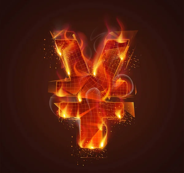 Vector Fire Symbol Bright Burning Dark Background — Stock Vector