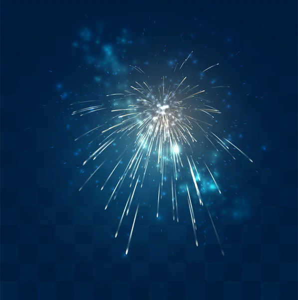 Étincelles Dorées Feux Artifice Vectoriels Sur Fond Bleu Mosaïque Élément — Image vectorielle