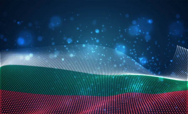 Вектор Ярко Светящийся Флаг Страны Абстрактных Точек Болгария — стоковый вектор