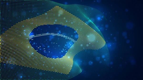 Wektor Jasny Świecący Flaga Kraju Abstrakcyjne Kropki Brazylia — Wektor stockowy