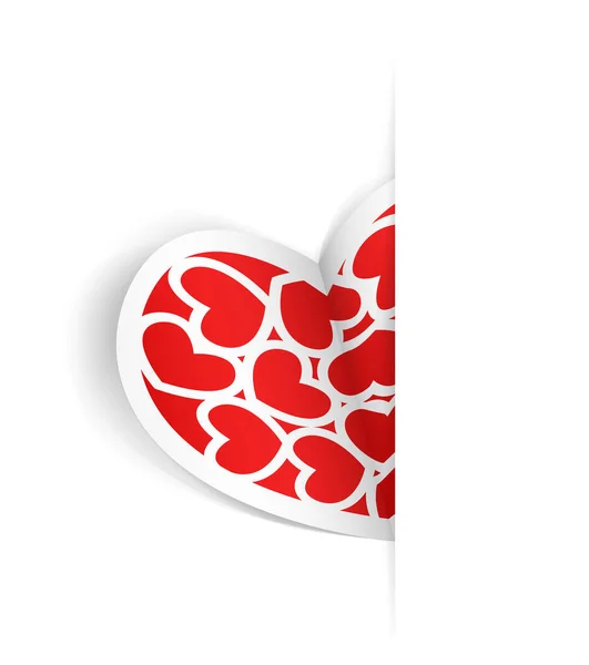 Sayfaların Kıvrımlarından Bir Kalp Sevgililer Günü Kartı Dikiz Yapar Site — Stok Vektör