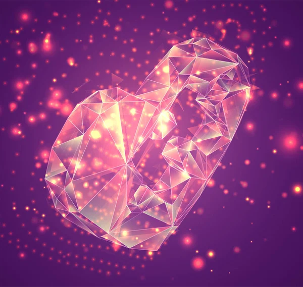 Vektor Symbol Rosa Bakgrund Exploderad Kristall — Stock vektor