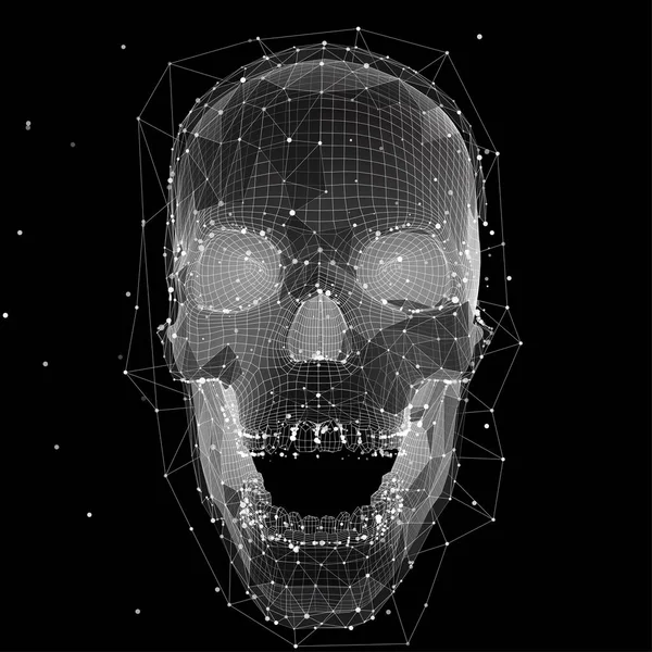 Vektor Menschlicher Schädel Aller Segmente Explodiert Leuchtende Kunst — Stockvektor