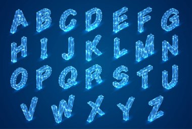 vektör kümesi, alfabeye hazır. 3d biçimi