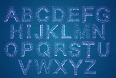 vektör kümesi, alfabeye hazır. 3d biçimi