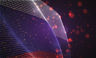 Soyut noktalardan oluşan parlak ülke bayrağını taşıyın. Rusya