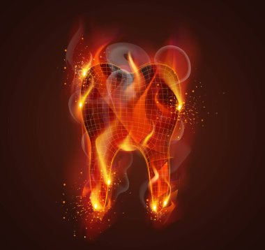 vektör ateş sembolü. Parlak yanma. koyu bir arkaplanda.
