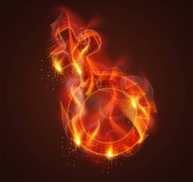 vektör ateş sembolü. Parlak yanma. koyu bir arkaplanda.