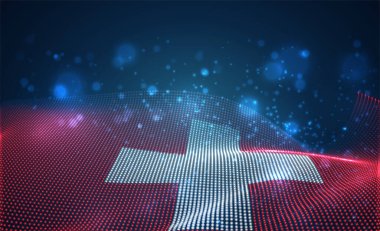 Soyut noktalardan oluşan parlak ülke bayrağını taşıyın. İsviçre