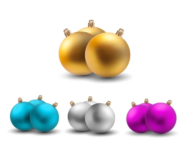 Set Van Multi Gekleurde Vector Kerstboom Speelgoed Ballen — Stockvector