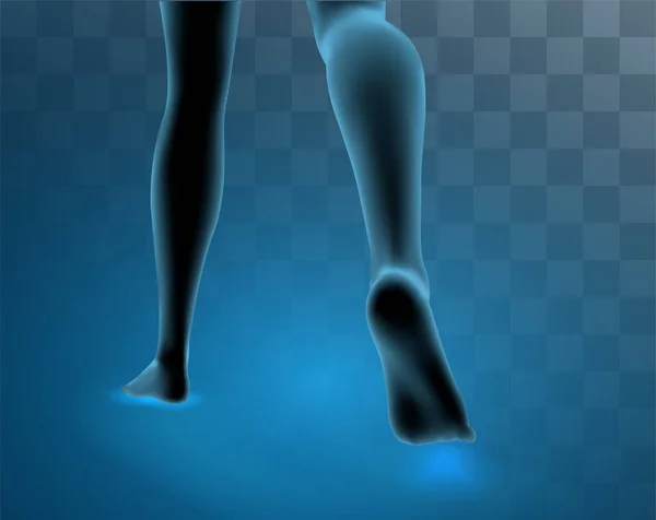 Διάνυσμα Γυναικεία Πόδια Αυτοπεποίθηση Βήμα Απομονώνονται Μπλε Φόντο Μωσαϊκό Σκάκι — Διανυσματικό Αρχείο