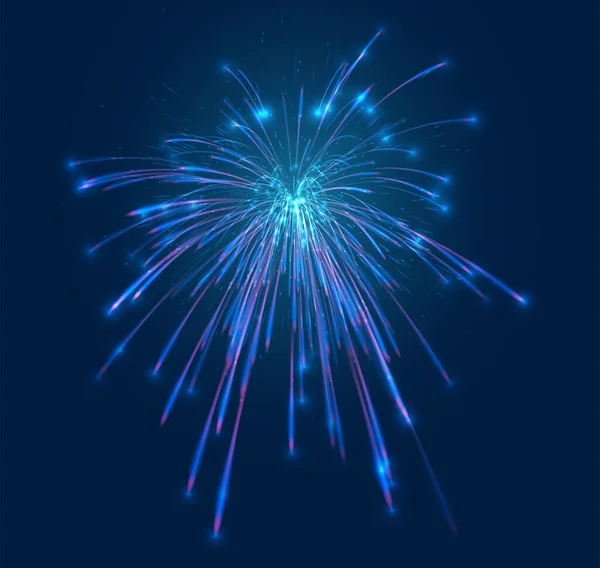 Fuegos Artificiales Azul Violeta Cielo Azul Oscuro Vector Diseño Listo — Archivo Imágenes Vectoriales