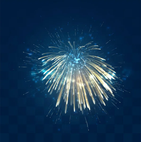 Étincelles Dorées Feux Artifice Vectoriels Sur Fond Bleu Mosaïque Élément — Image vectorielle