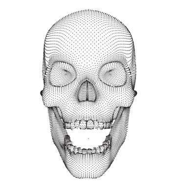Renkli arka planda insan kafatası taşıyıcısı. Bir ölüm sembolü, cadılar bayramı, ölüler günü ve hacker saldırıları