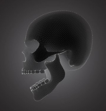 Kare ve üçgen çokgenli insan kafataslarının vektörel kümesi.