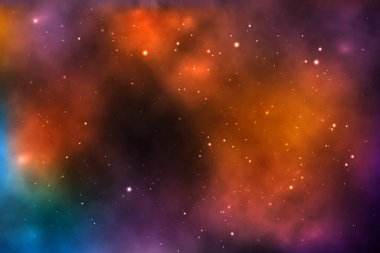 Yıldızlarla, galaksilerle, nebulalarla dolu sonsuz bir uzayın vektör arkaplanı.