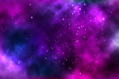 Yıldızlarla, galaksilerle, nebulalarla dolu sonsuz bir uzayın vektör arkaplanı.