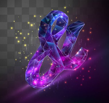 Mozaik arkaplandaki 3d vektör sembolü, kristal nesnede kilitli alan