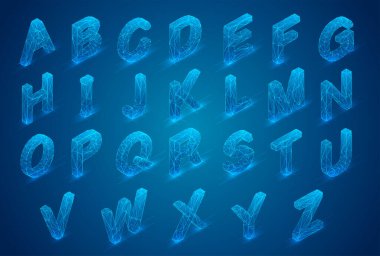 vektör kümesi, alfabeye hazır. 3d biçimi