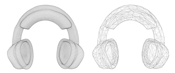 白い背景に隔離された3Dヘッドフォン ベクトル音楽のデザイン — ストックベクタ