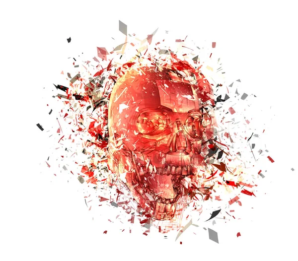 Vecteur Explosé Crâne Avec Éclaboussures Dans Toutes Les Directions Terrible — Image vectorielle