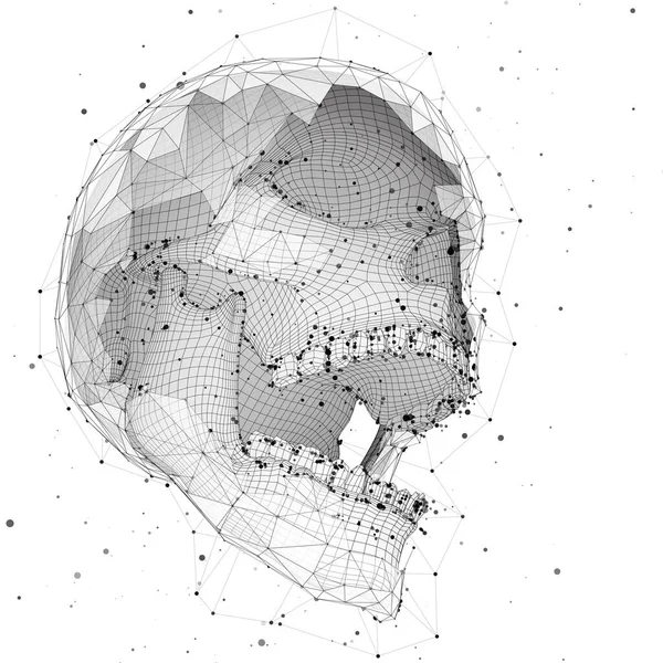 Vektor Menschlicher Schädel Aller Segmente Explodiert Leuchtende Kunst — Stockvektor