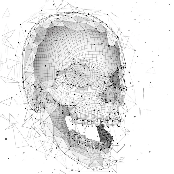 Vector Cráneo Humano Todos Los Segmentos Explota Arte Brillante — Archivo Imágenes Vectoriales