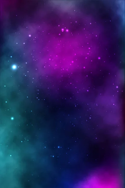 Векторний Фон Нескінченного Простору Зірками Галактиками Туманностями Яскраві Масляні Плями — стоковий вектор