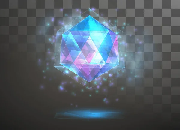 Векторный Кристалл Энергии Энергии Элементов Blue Violet Neon Glow — стоковый вектор