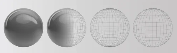 Ensemble Sphères Boules Vectorielles Sur Fond Blanc Avec Une Ombre — Image vectorielle