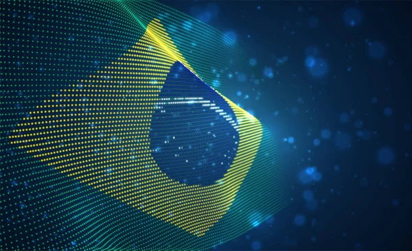 Wektor Jasny Świecący Flaga Kraju Abstrakcyjne Kropki Brazylia — Wektor stockowy