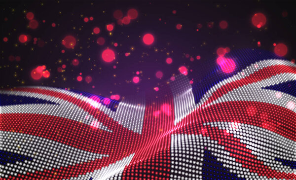 Vector bright glowing country flag of abstract dots. England